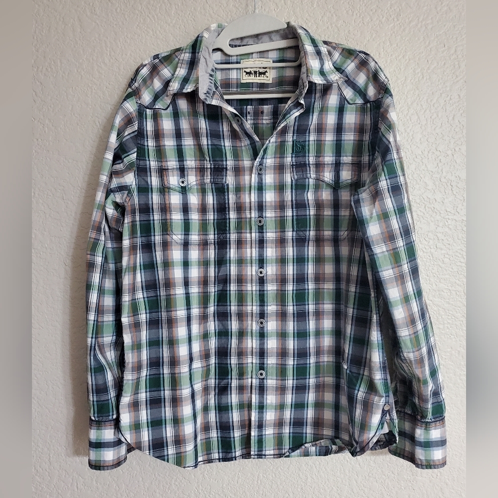 Levi's Workers Plaid Flannel Button Front Long Sleeve Shirt Men's Size Large